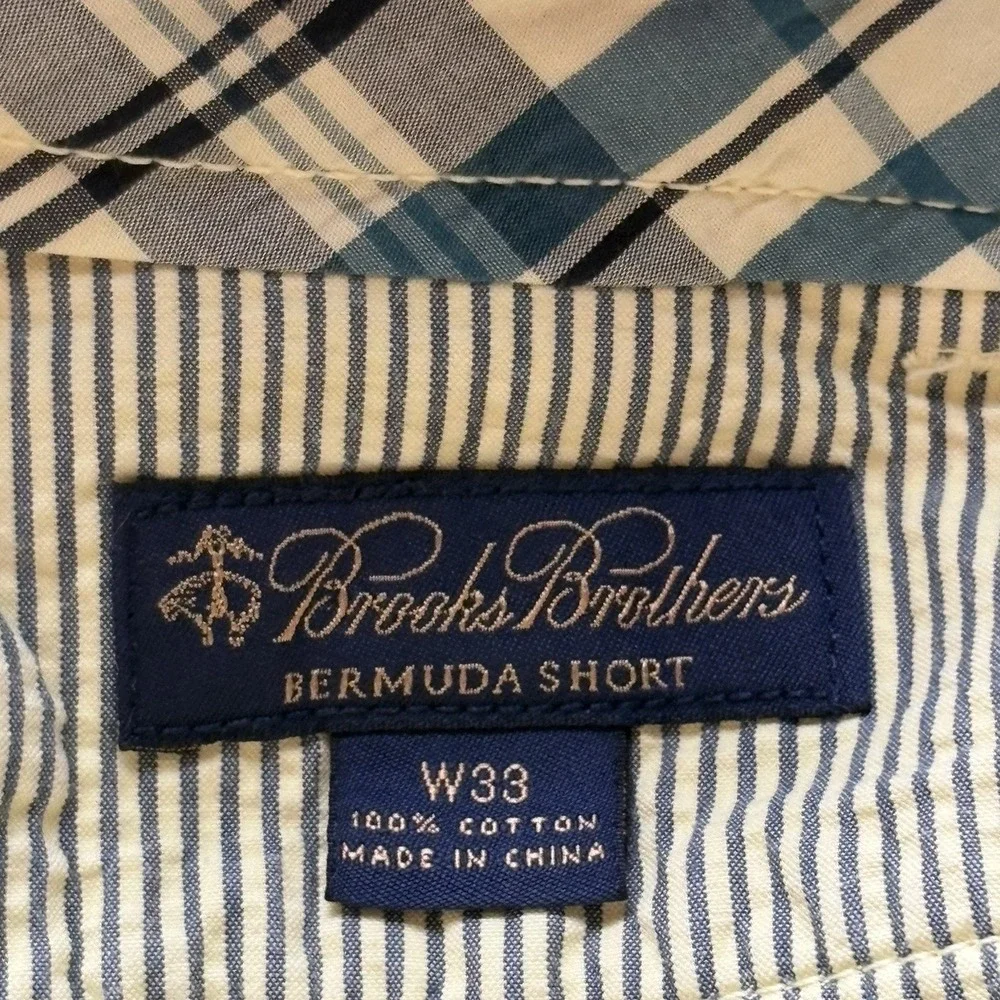 Brooks Brothers Bermuda Shorts Chino Flat‎ Front Mens W 33 Yellow Casual Cotton